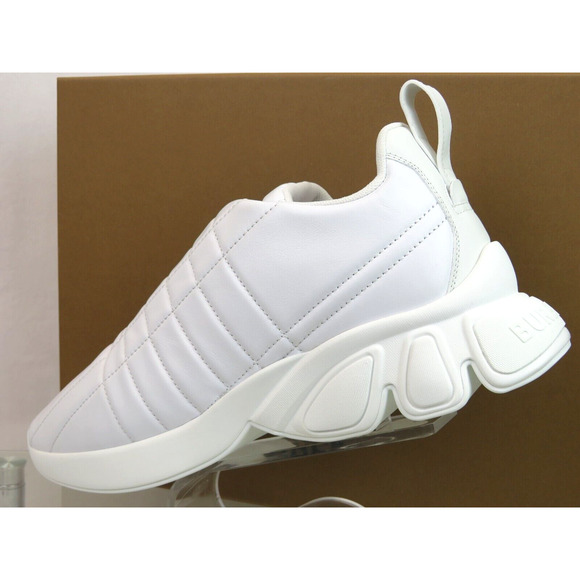 $850 BURBERRY AXBURTON WHITE CHECK QUILTED LEATHER LOGO SNEAKERS 10 US 43 ITALY - Picture 10 of 15